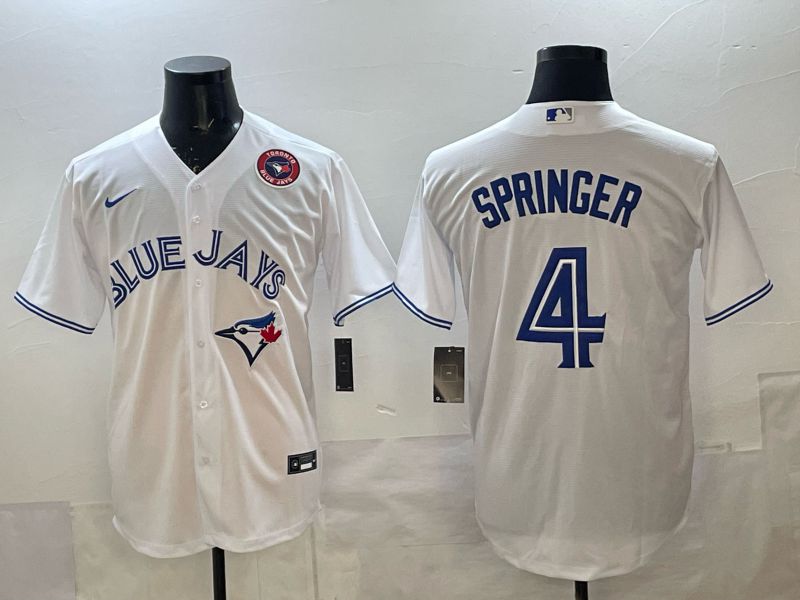 Men 2025 Toronto Blue Jays #4 Springer White Game Nike MLB Jersey style 04